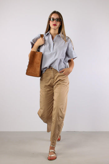 Camicia Over Bastonetto Pizzo Azzurro/beige - 5