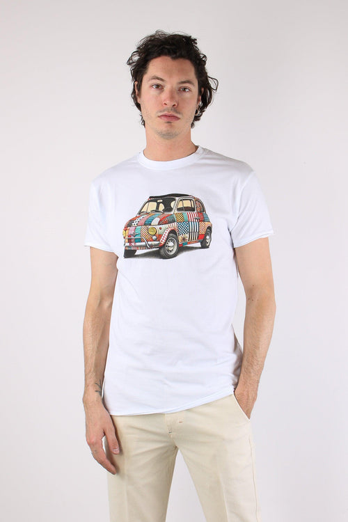 T-shirt Patch Fiat 500 Bianco