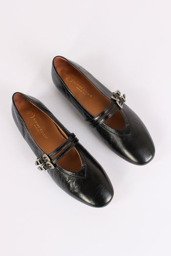 Ballerina Pelle Doppia Fibbia Nero - 5
