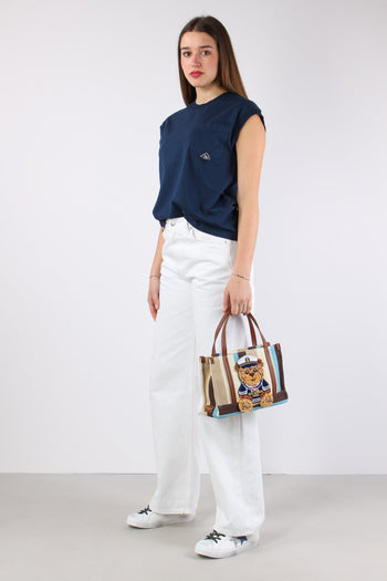 T-shirt Smanicata Taschino Blu Navy - 3