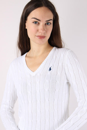 Pullover Trecce Scollo V White - 8