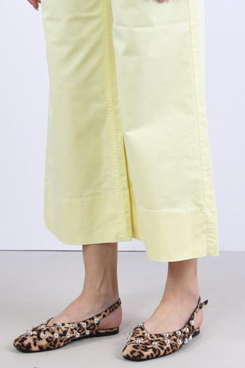Pantalone Cropped Orlo Alto Giallo - 8