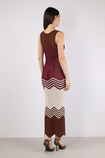 Abito Lungo Chevron Bordeaux - 5