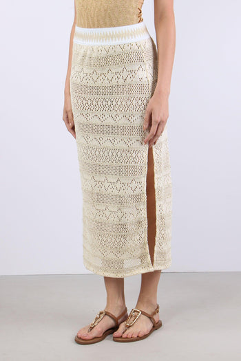 Gonna Crochet Spacco Beige - 3