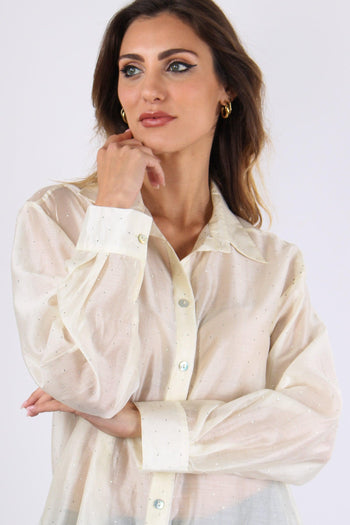 Camicia Over Mussola Strass Panna - 6