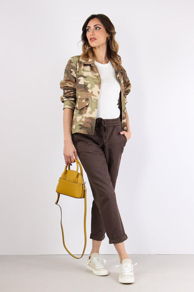 Pantalone Jogging Misto Lino Cioccolato
