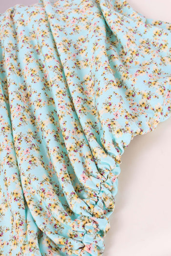 Abito Arriccio Fantasia Fiori Azzurro - 8