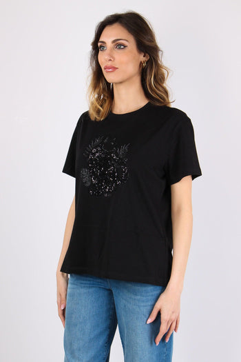 T-shirt Stampa Strass Nero Panther - 3
