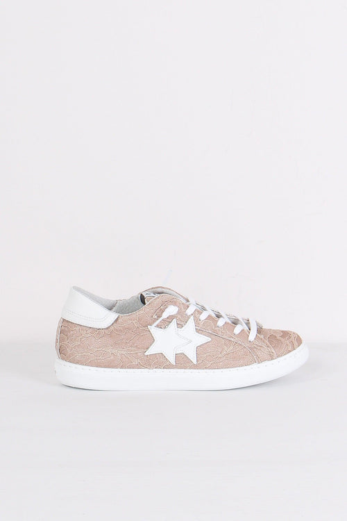 Sneakers Low Inserto Pizzo Marrone/bianco
