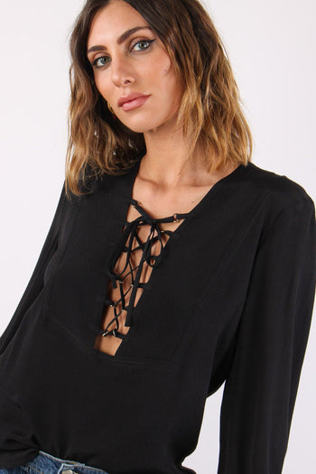 Cyrill Blusa Lacci Manica Lunga Black - 7