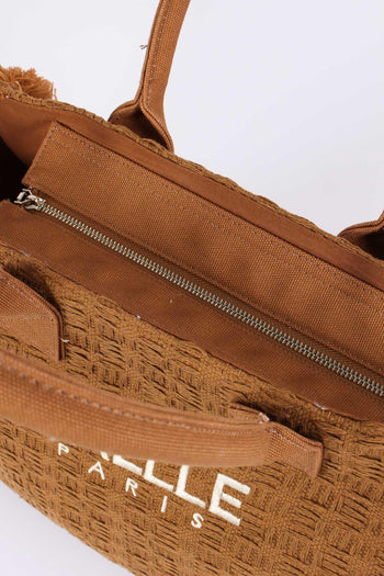 Maxi Tote Frange Ricamo Moka - 4