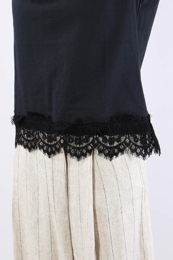 T-shirt Spalline Fondo Pizzo Piombo - 8