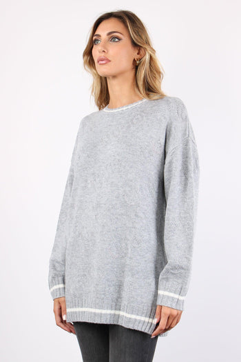 Maglia Over Multi Logo Strass Grigio - 5