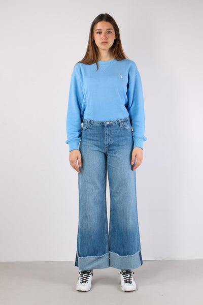 Denim Maxi Risvolto Cinta Bassa Denim Medio