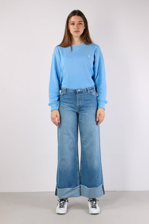 Denim Maxi Risvolto Cinta Bassa Denim Medio