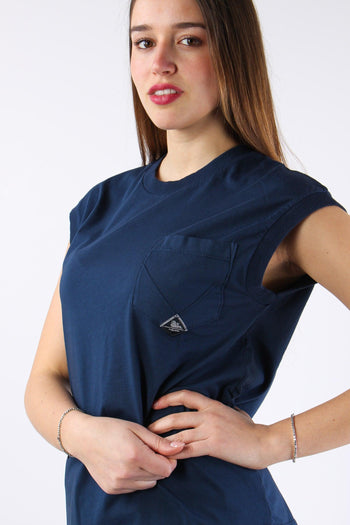T-shirt Smanicata Taschino Blu Navy - 7