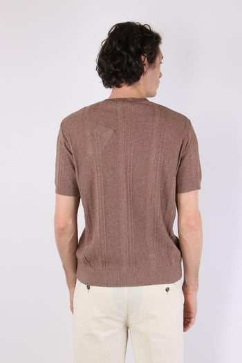 T-shirt Cotone Lavorato Tabacco - 5