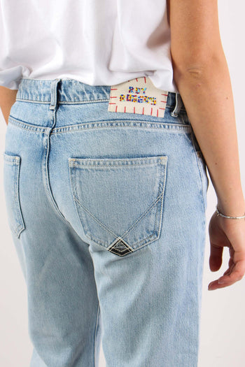 Denim Scritta Perline Denim Chiaro - 8
