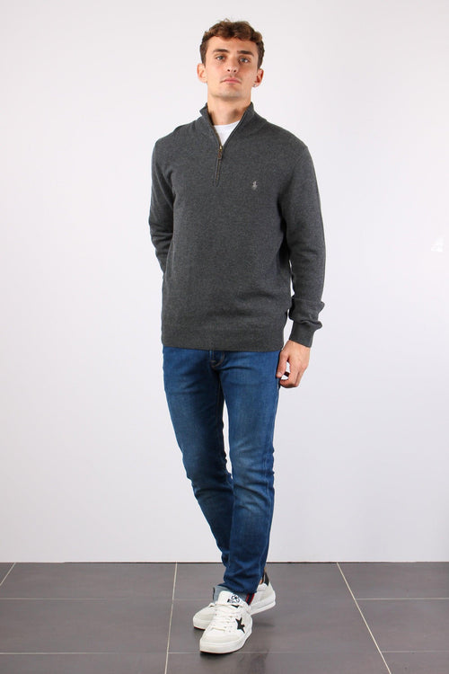 Pullover Mezza Zip Lana Dark Charcoal - 2