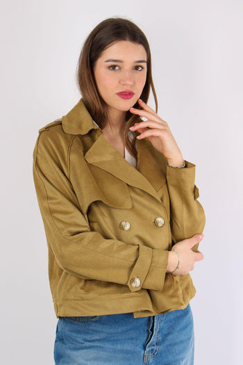 Peacot Corto Tessuto Diagonale Golden Olive - 4