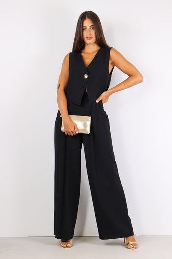 Pantalone Bottoni Gioiello Nero - 5