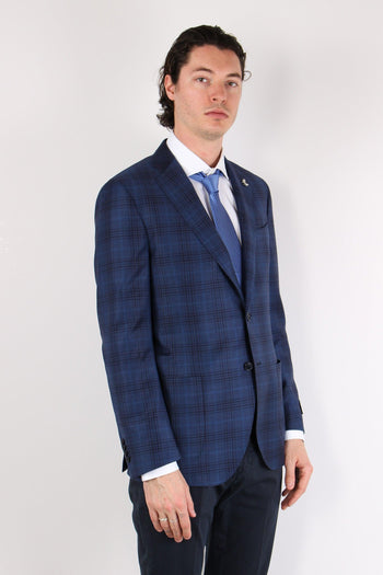 Giacca Check Fresco Lana Nero/blu - 6