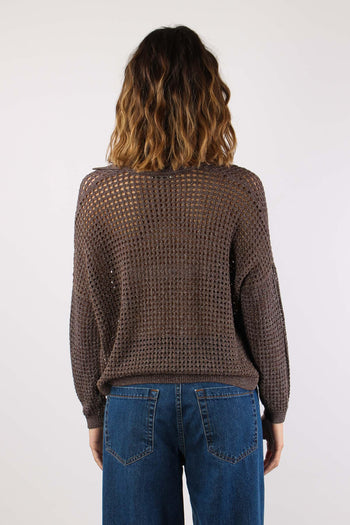 Polo Traforata Lurex Cioccolato - 4