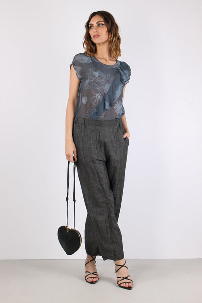 Pantalone Elastico Cuciture Grigio