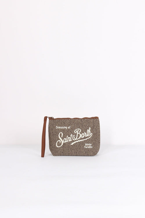 Pochette Logo Wool Herringbone