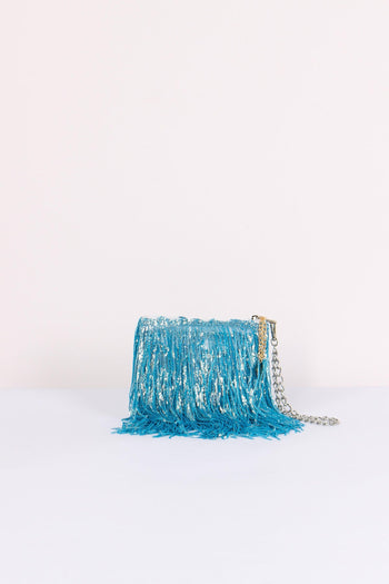 Pochette Paillettes Frange Torquoise - 3