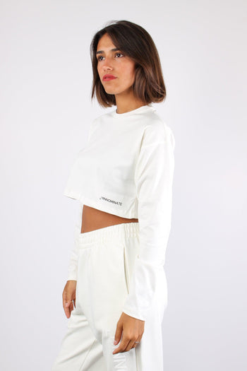 T-shirt Crop Cotone Off White - 6