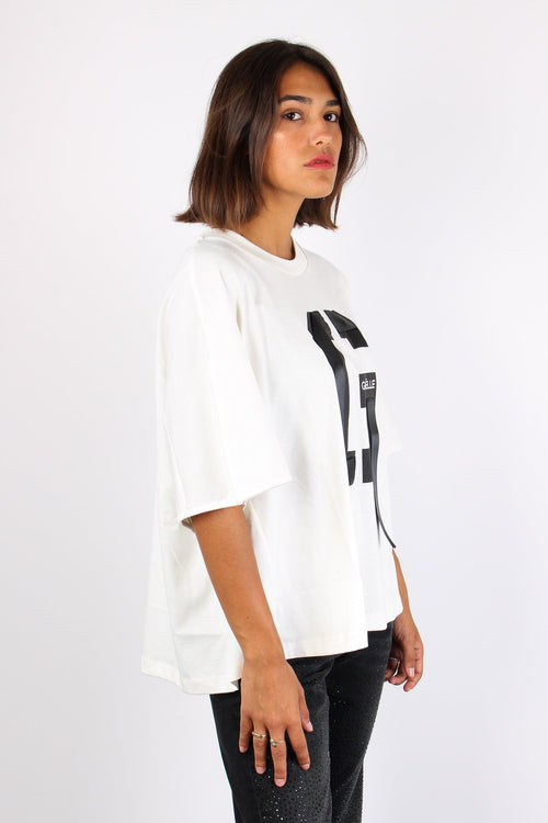 T-shirt Over Logo Nastro Off White - 2