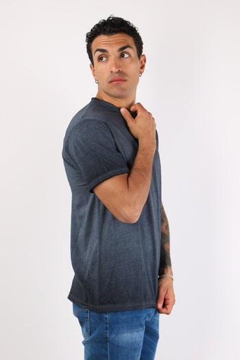 T-shirt Cotone Taglio Vivo Blue Faded - 5