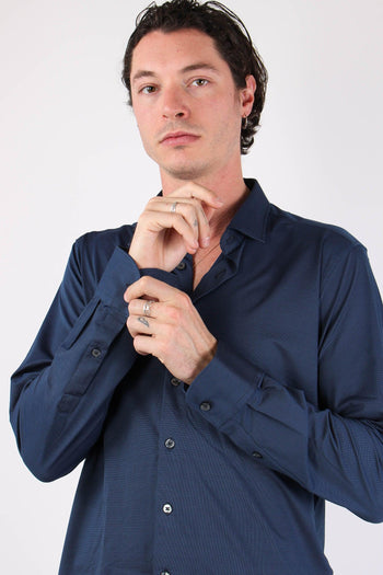 Camicia Tessuto Tecnico Micro Fantasia Dark Blue - 8