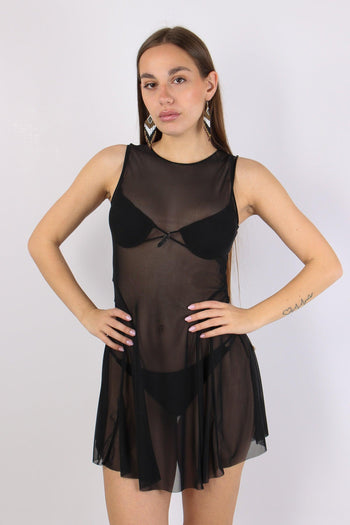 Abito Corto Tulle Nero - 2