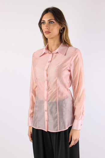 Camicia Slim Mussola Strass Rosa - 3