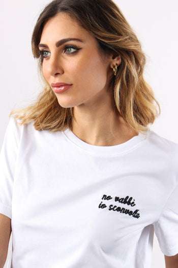 T-shirt Ricamo No Vabbe Io Sc Bianco - 6