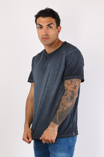 T-shirt Cotone Taglio Vivo Blue Faded - 3