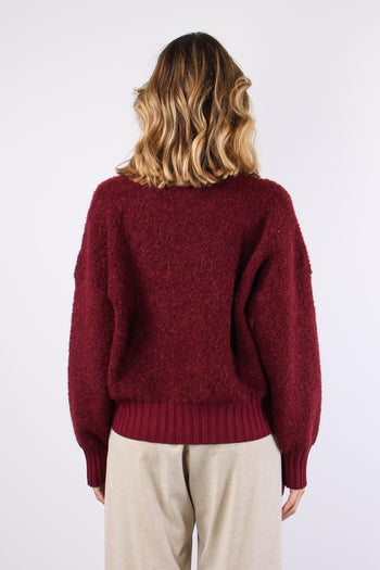 Maglia Boucle Mezzo Collo Bordeaux - 3