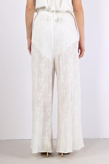 Pantalone Palazzo Inserto Lure Bianco - 4