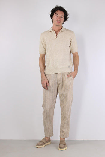 Polo Cotone Lavorato Beige - 2
