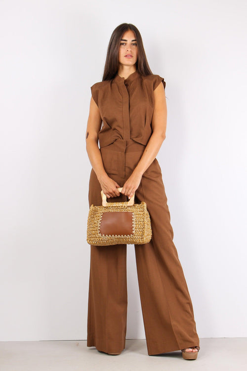 Pantalone Palazzo Gamba Dritta Tabacco
