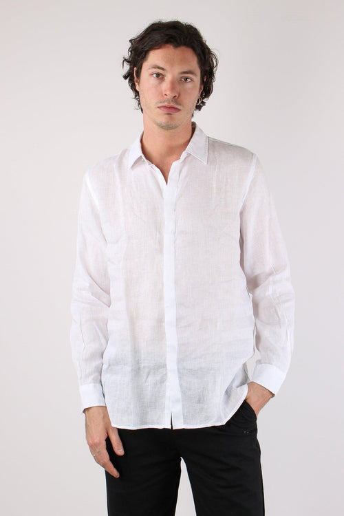 Camicia Lino Colletto Bianco