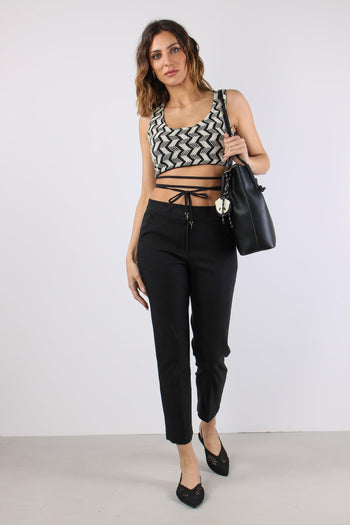 Pantalone Bengalina Spacchetti Nero - 5