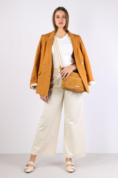 Pantalone Cotone Elastico Beige