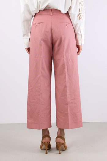 Zircone Pantalone Cropped Misto Lino Rose - 4