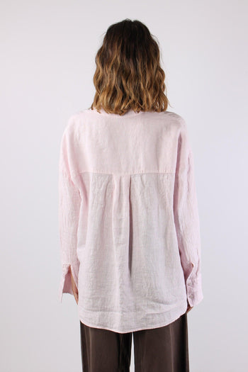 Camicia Lino Coreana Rosa - 4