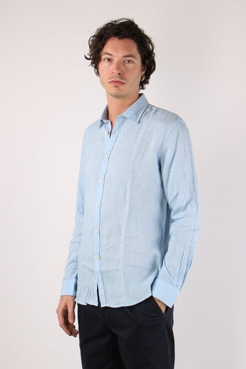 Camicia Lino Colletto Celeste - 4