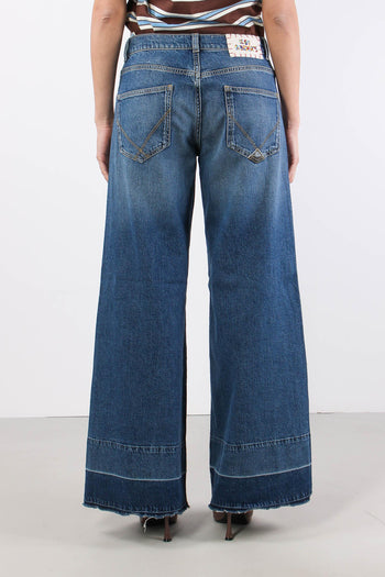 Denim Maxi Tasche Sfrangiato Denim Scuro - 4