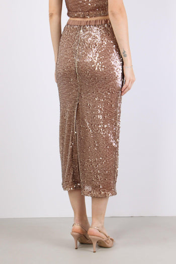 Gonna Tubo Paillettes Rose - 4
